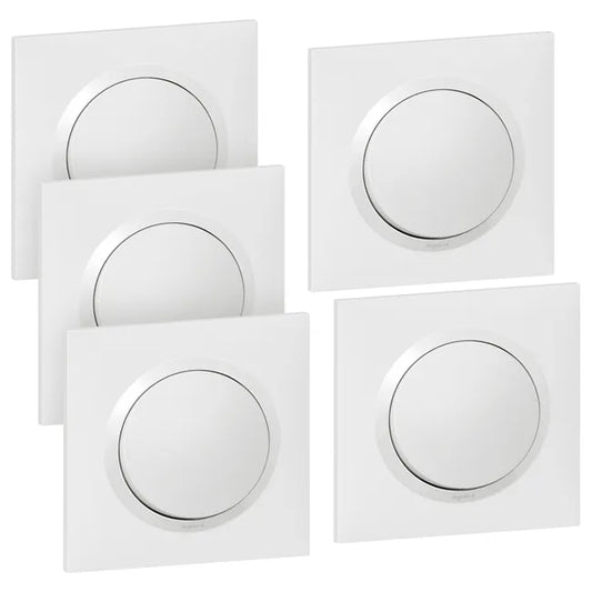 Lot de 5 interrupteurs va-et-vient complet, LEGRAND Dooxie, blanc