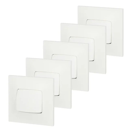 Lot de 5 interrupteurs va-et-vient complet, LEGRAND Neptune, blanc